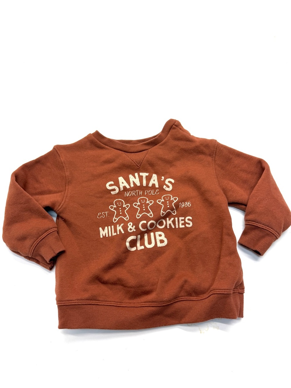 Little Co. Kids Rust 'Milk & Cookies Club' Christmas Crewneck Sweatshirt Top